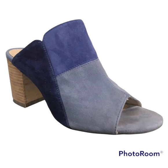 Hush Puppies Sayer Malia Heels Blue Patchwork Suede Mules - Picture 3 of 4